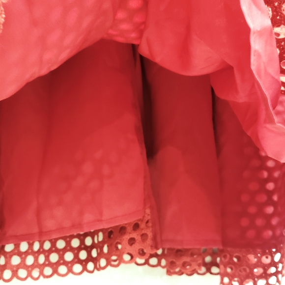 Nwt ASOS Cold Shoulder Maternity Red Eyelit Lace Circles Red Dress - Picture 11 of 16